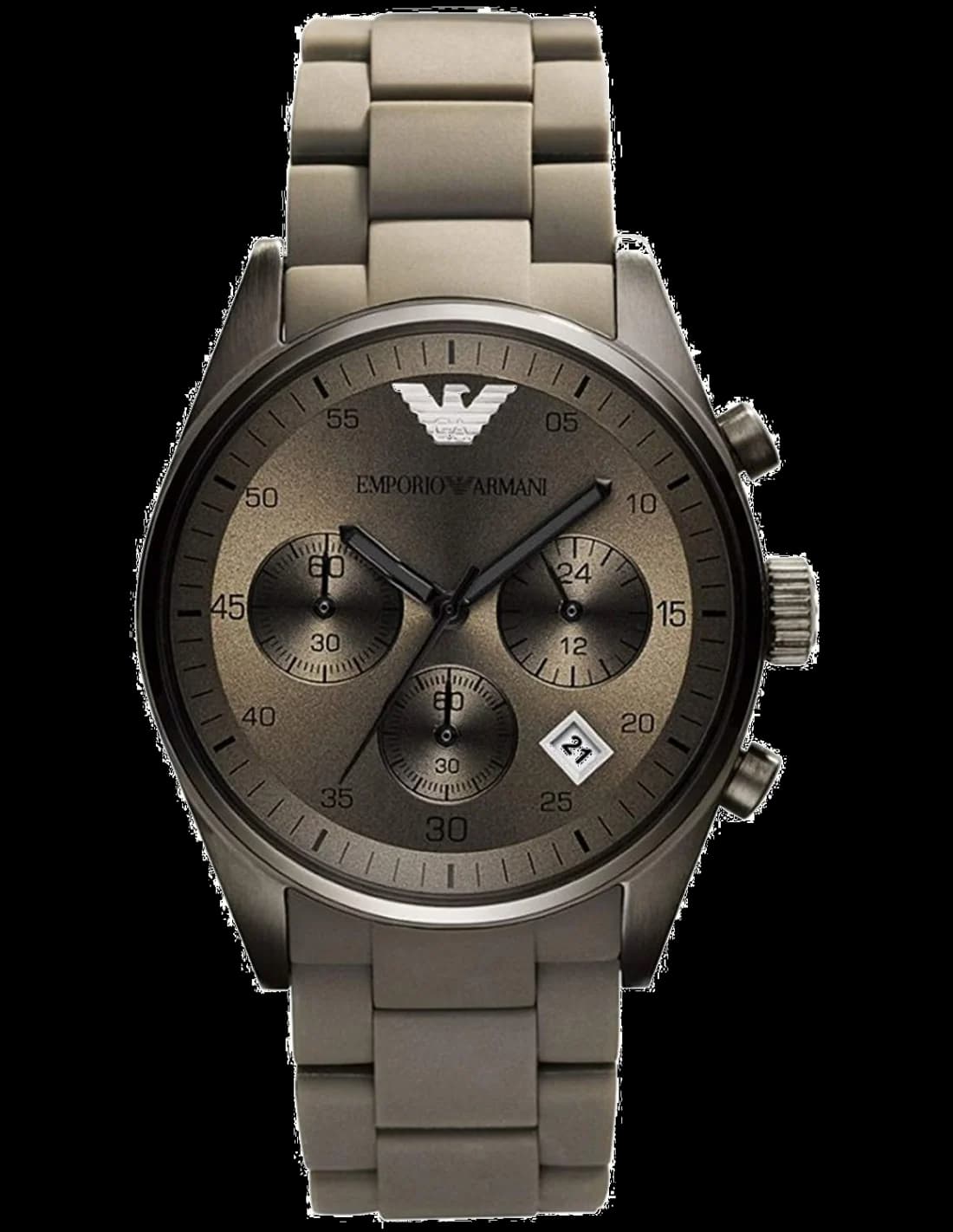 Emporio Armani AR5950 montre homme, cadran marron, bracelet acier, chronographe sport