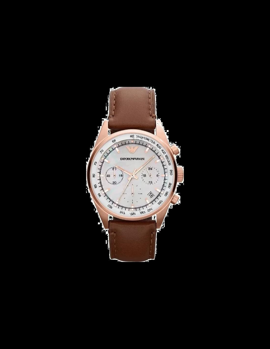 Emporio Armani AR5996 montre femme, nacre et bracelet cuir marron