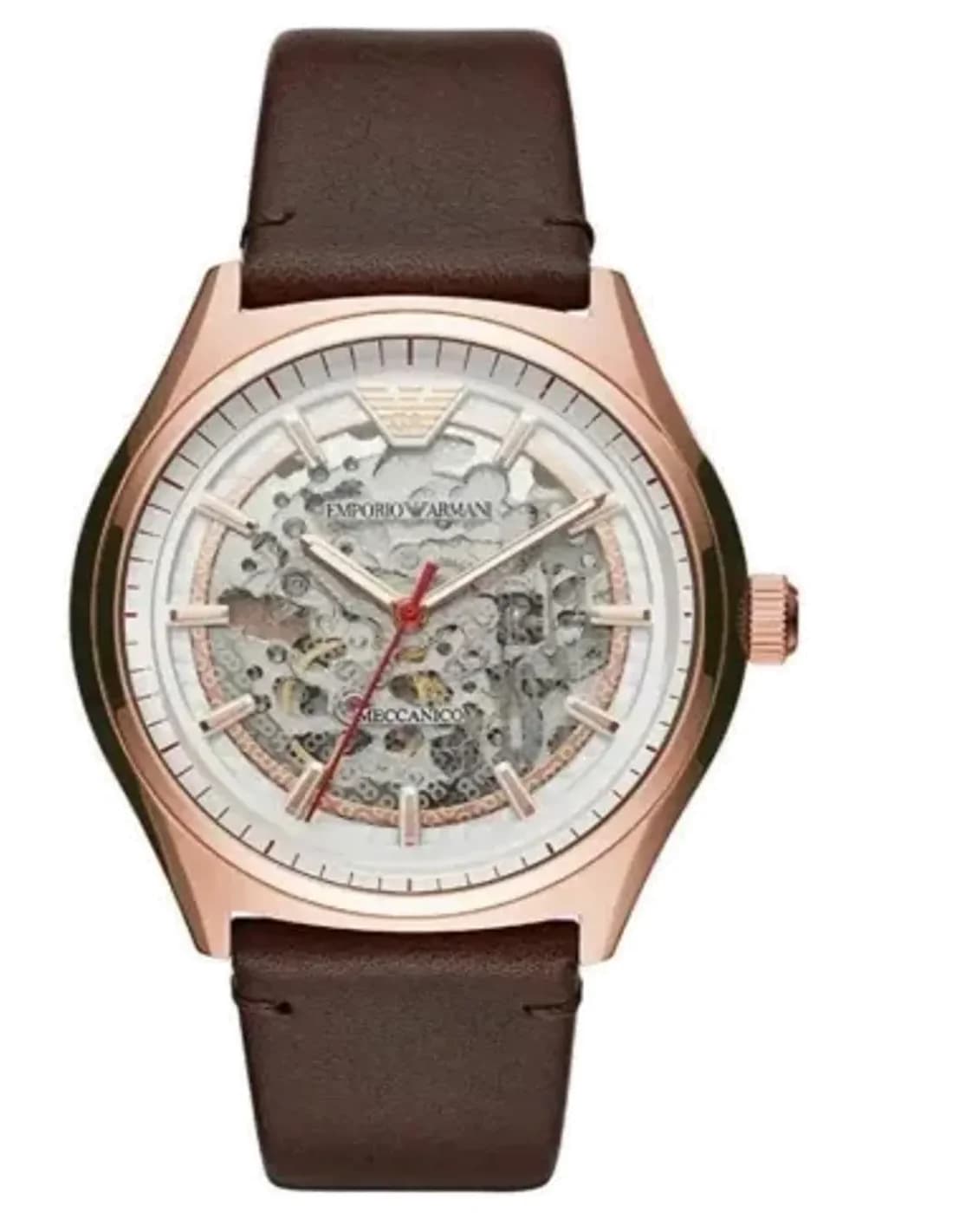 Emporio Armani AR60005 montre homme, cadran argenté, mouvement apparent, bracelet cuir