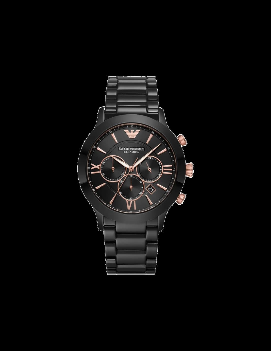 Emporio Armani AR70006 montre homme, cadran noir, bracelet céramique noir