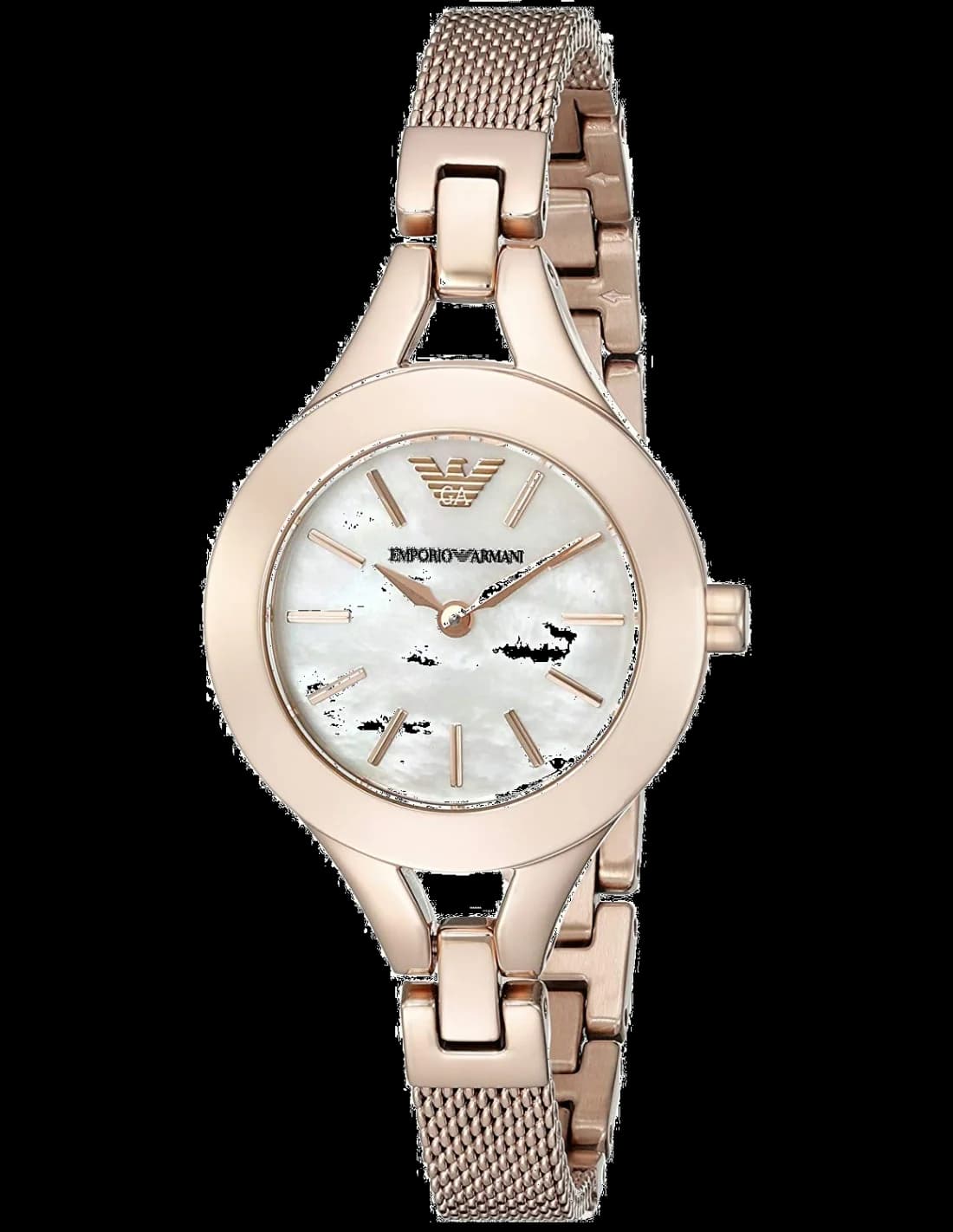 Emporio Armani AR7329 montre femme, cadran nacre irisé et bracelet acier or rose