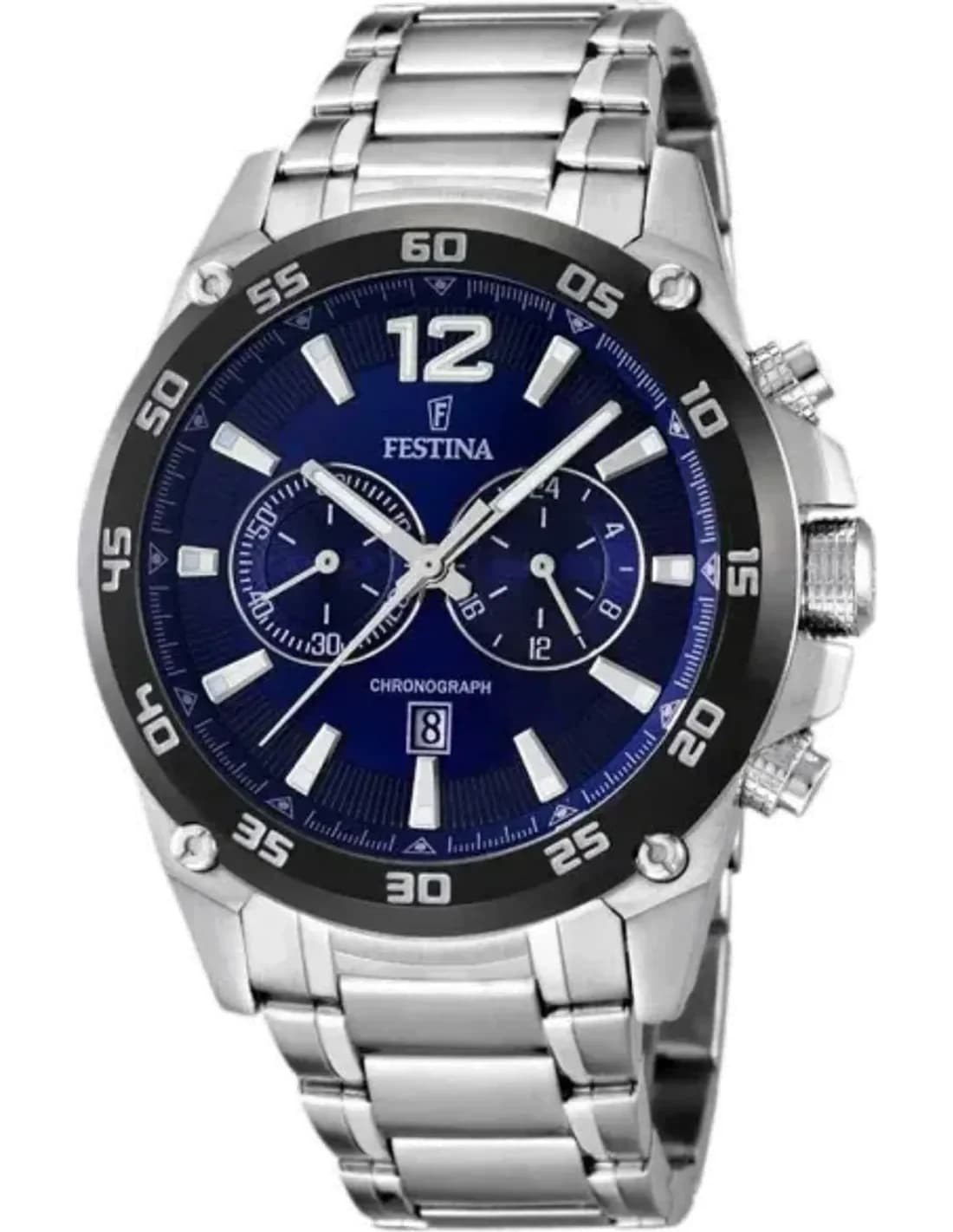 Montre Festina F16680/2 Chronographe en Acier et Cadran Bleu