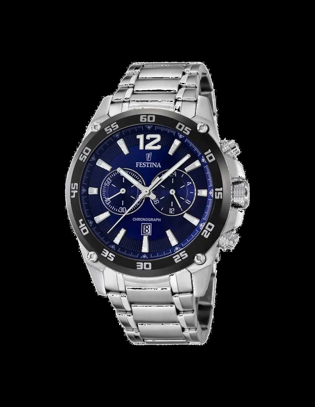Festina F16680/2 montre homme, chronographe cadran bleu sur acier