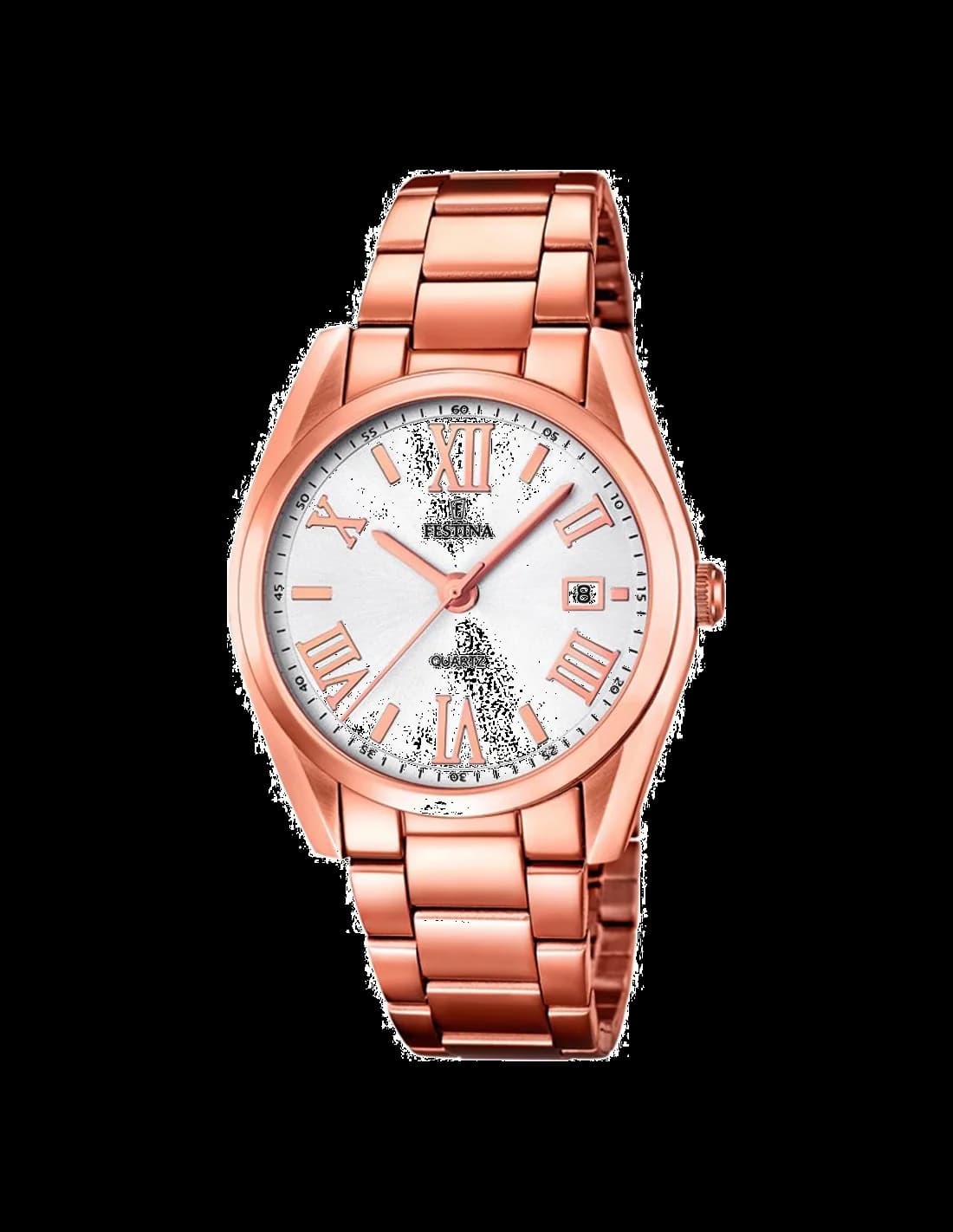 Festina F16793/1 montre femme, cadran blanc, bracelet acier et finition or rose
