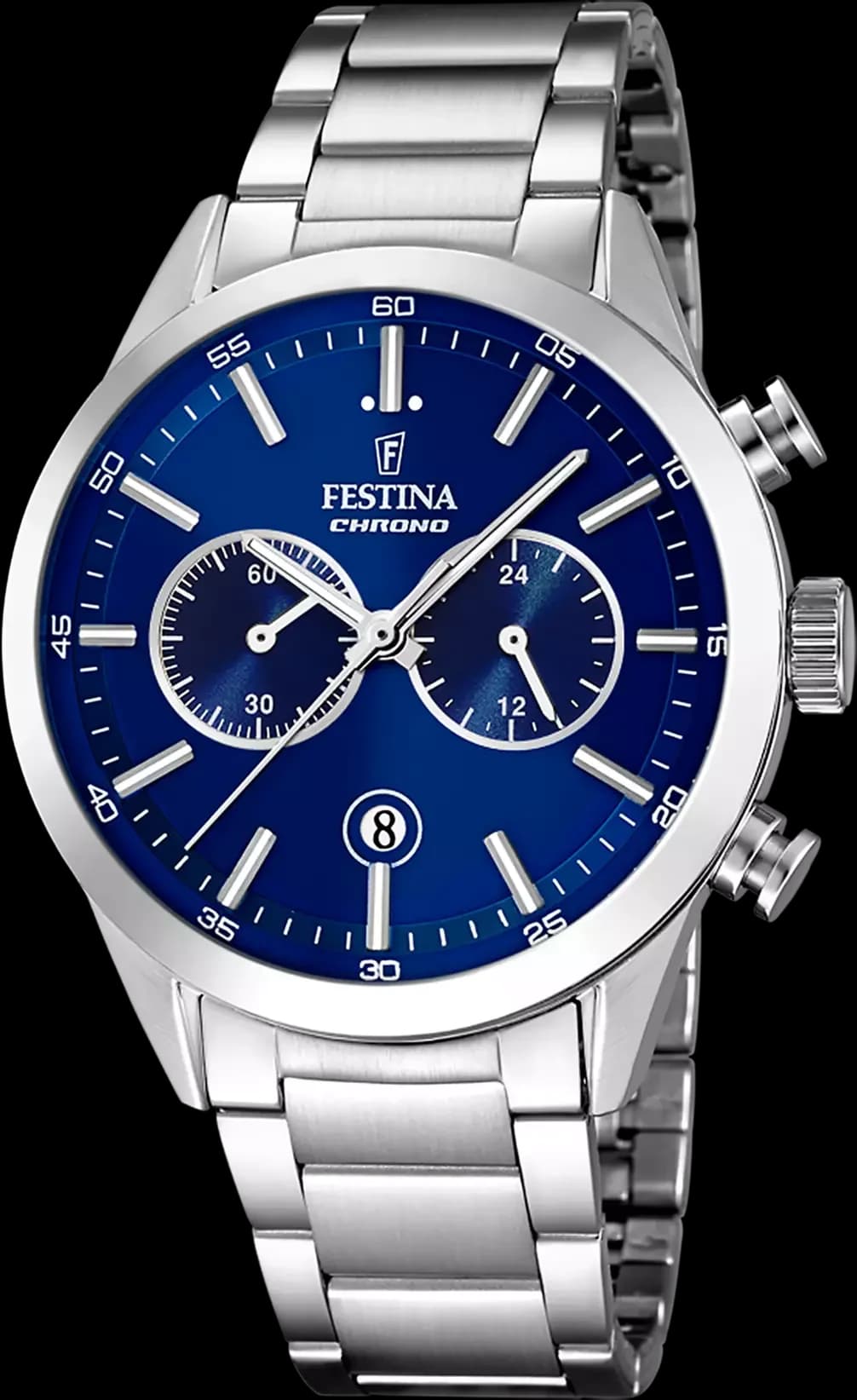 Festina F16826/B montre homme, cadran bleu profond, boîtier acier, bracelet acier