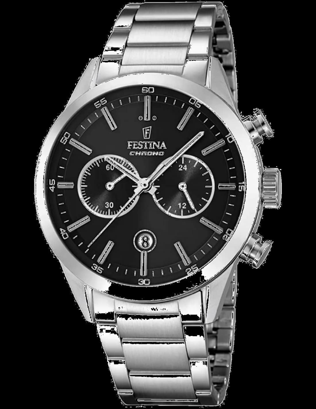 Festina F16826/C montre homme, cadran noir, boîtier acier, bracelet acier