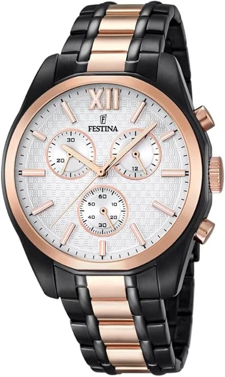 Festina F16856/1 montre homme, cadran argent et or rose