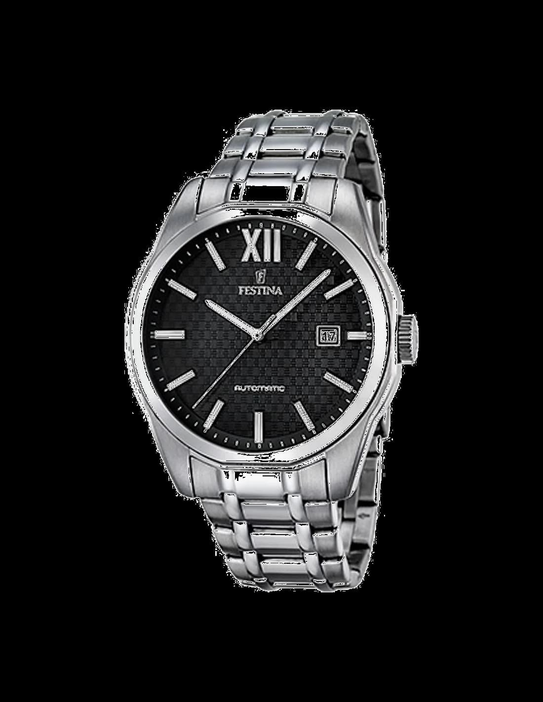 Festina F16884/4 montre homme, cadran noir sur bracelet acier argenté