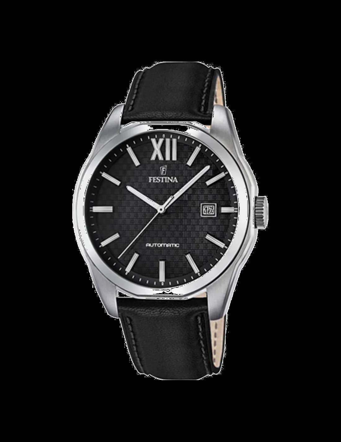 Festina F16885/4 montre homme, noir contraste élevé sur cuir noir