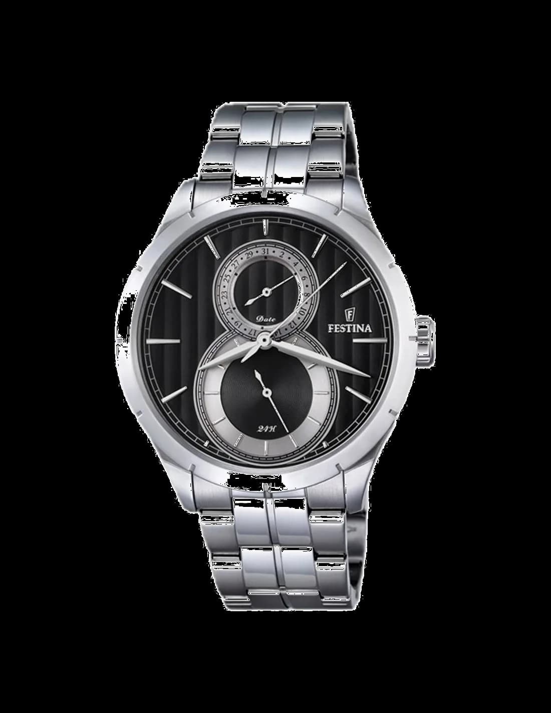 Festina F16891/6 montre homme, cadran noir sur bracelet acier