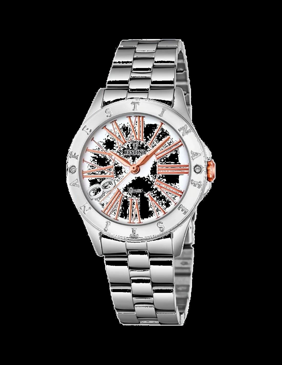 Festina F16925/1 montre femme, cadran blanc et acier argenté