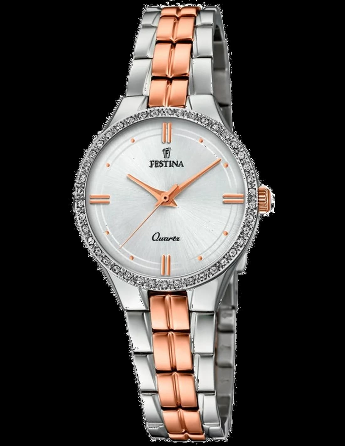 Festina F20219/2 montre femme, cadran argent, cristaux et acier