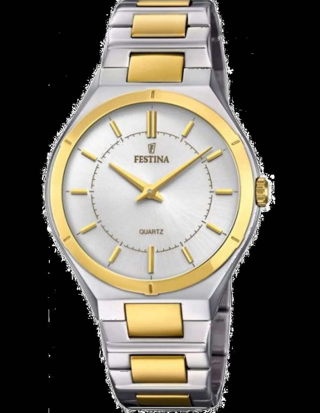 Festina F20245/1 montre homme, cadran argent, bracelet cuir noir et acier