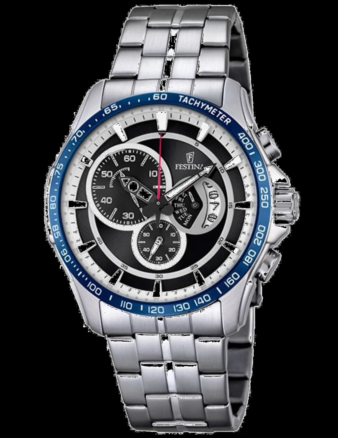 Festina F6850/1 montre homme, avec cadran noir et bracelet en acier argenté