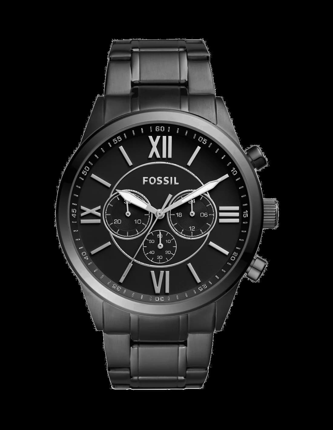 Fossil BQ1127IE montre homme, cadran noir, bracelet acier