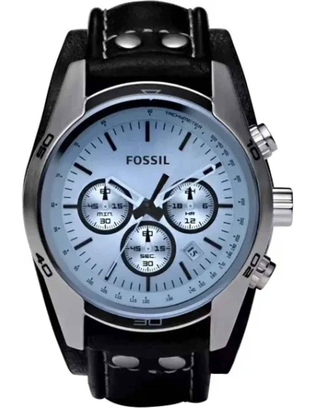 Fossil CH2564 montre homme, cadran bleu et bracelet cuir force