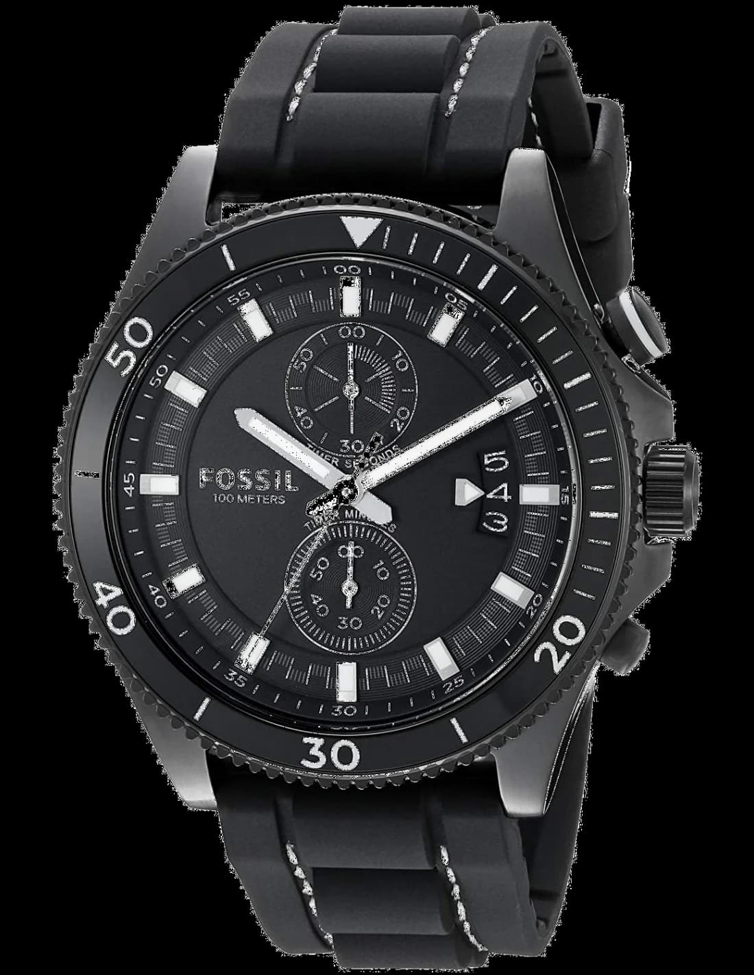 Montre Chronomètre Fossil Wakefield CH3010 Bracelet silicone noir