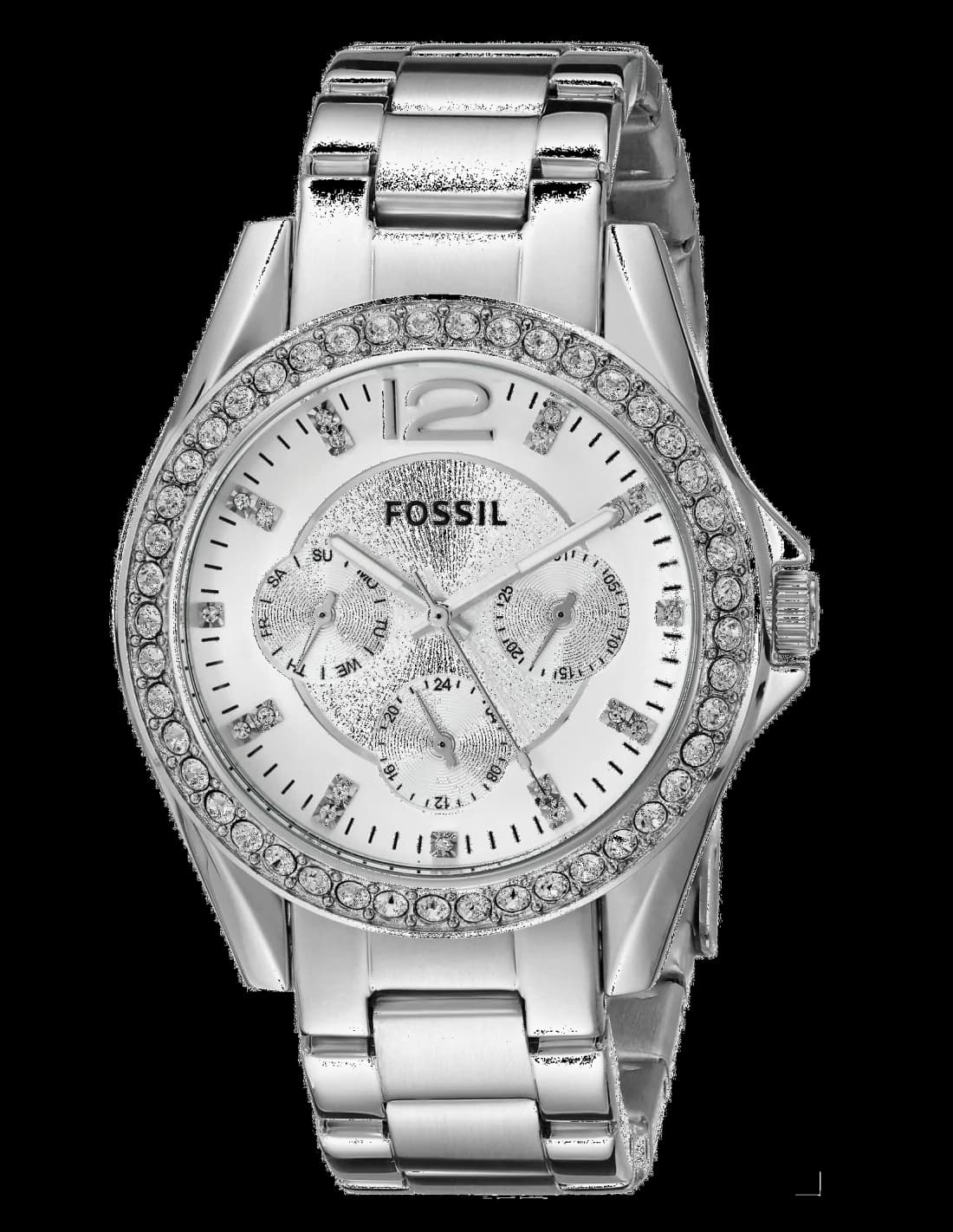 Fossil ES3202 montre femme, cadran argenté orné de cristaux