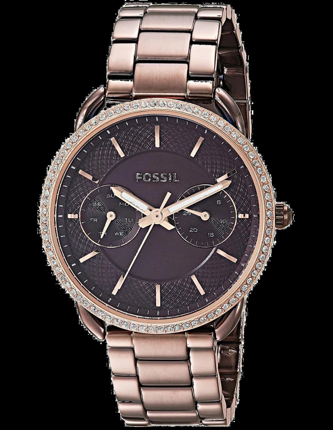 Fossil ES4258 montre femme, cadran marron, bracelet acier