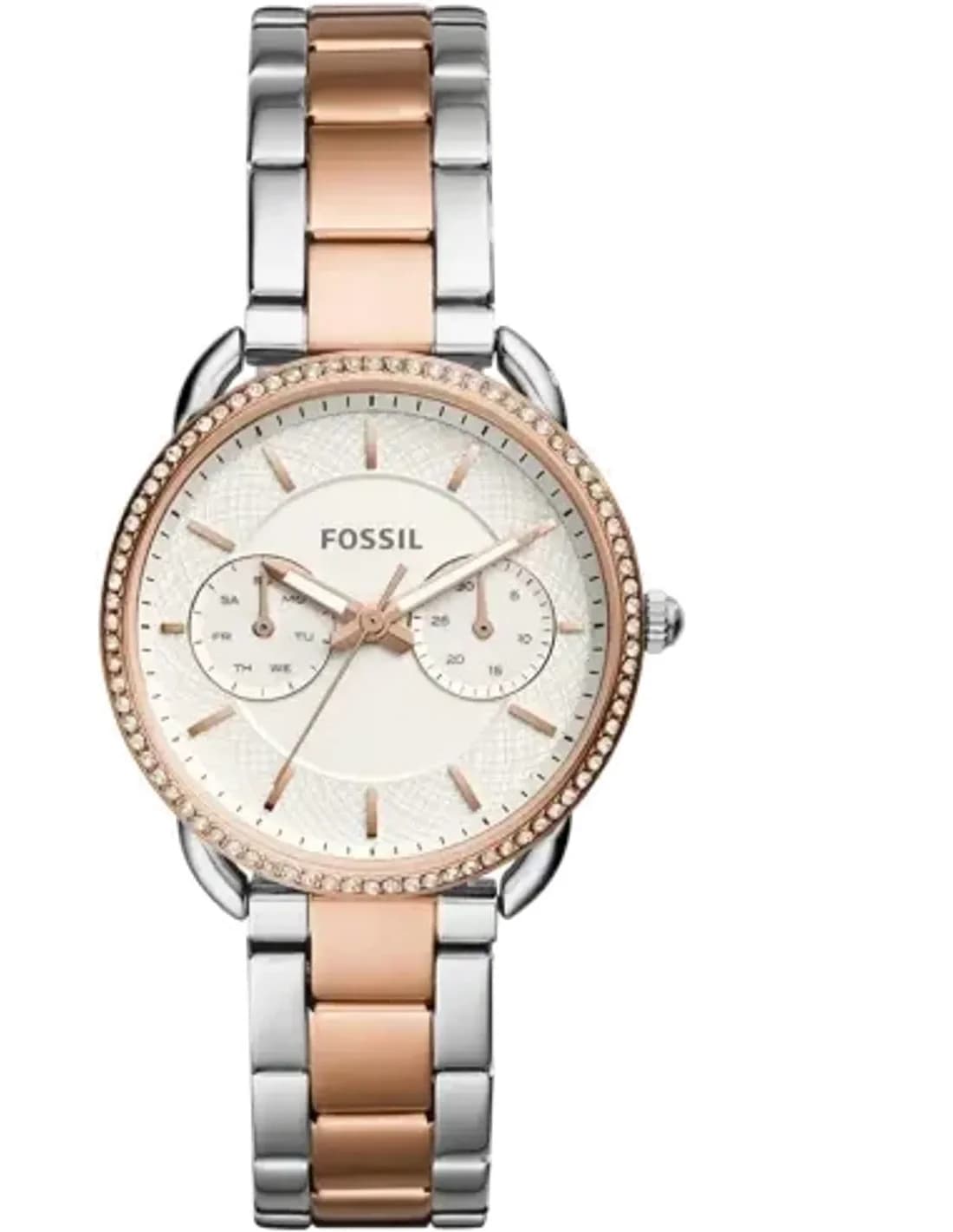 Montre Fossil ES4396 Tailor Bicolore Acier Inoxydable Rose et Argent