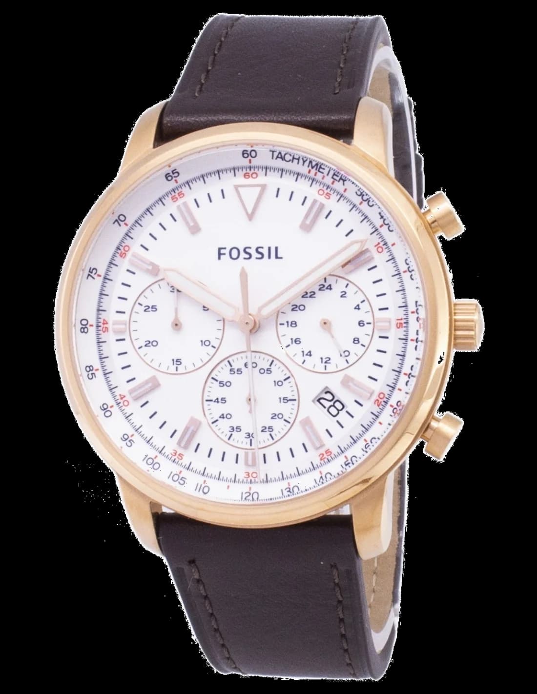 Fossil FS5415 montre homme, cadran blanc et bracelet cuir marron