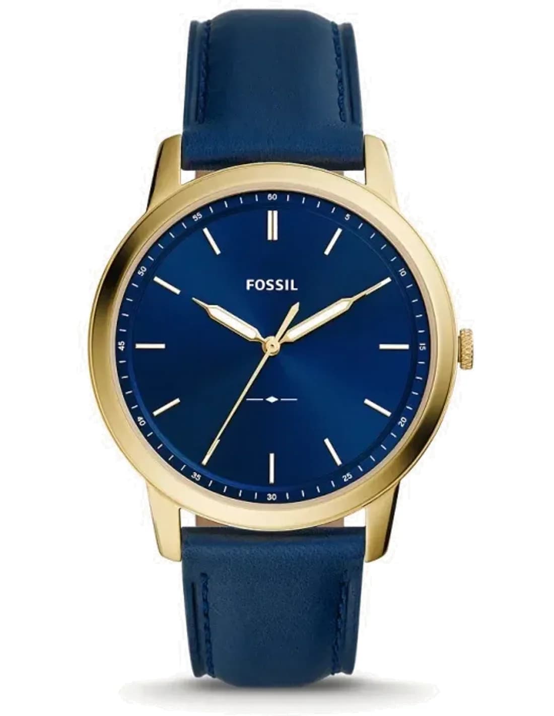 Fossil FS5789 montre homme, cadran bleu boîtier acier cuir marine