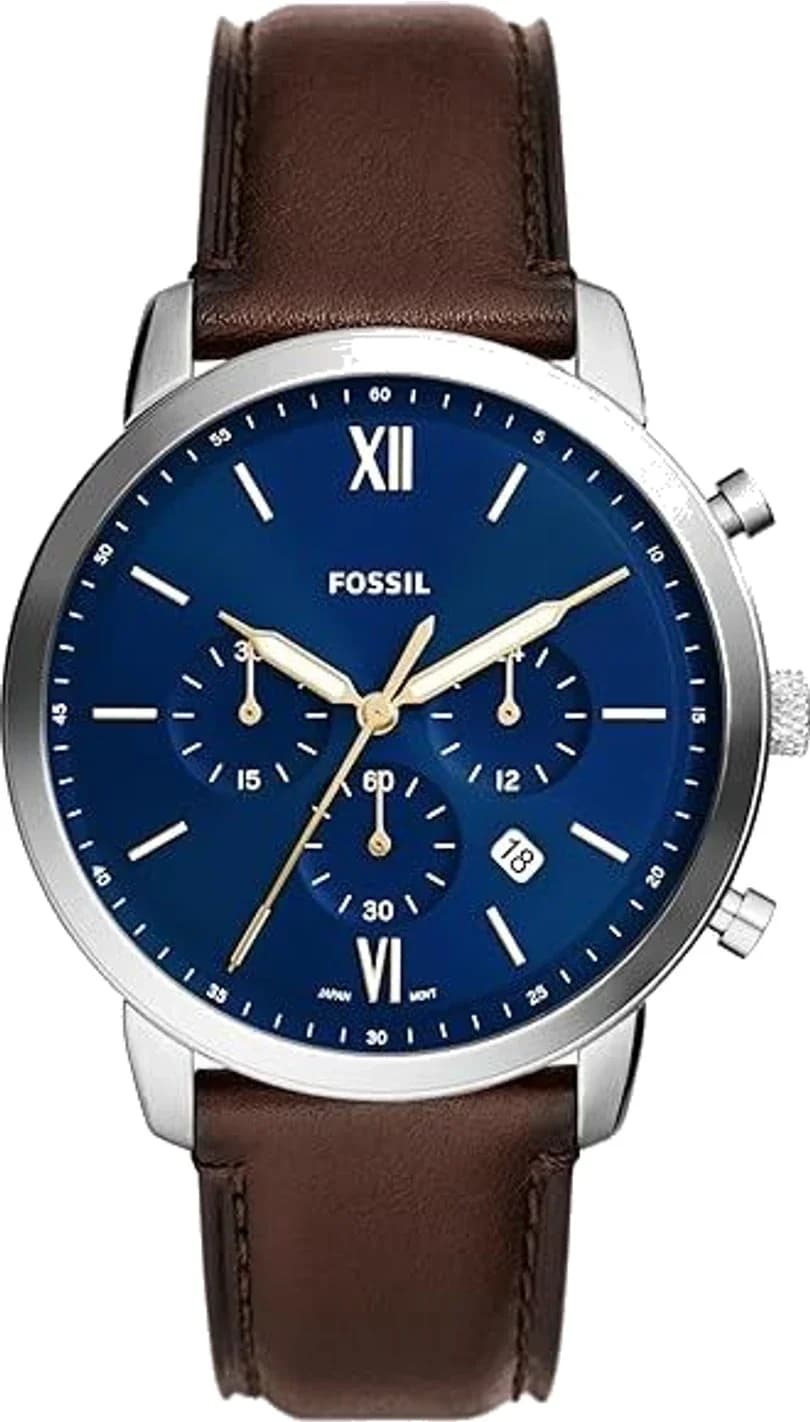 Men's Fossil Neutra FS6018 watch blue dial leather strap