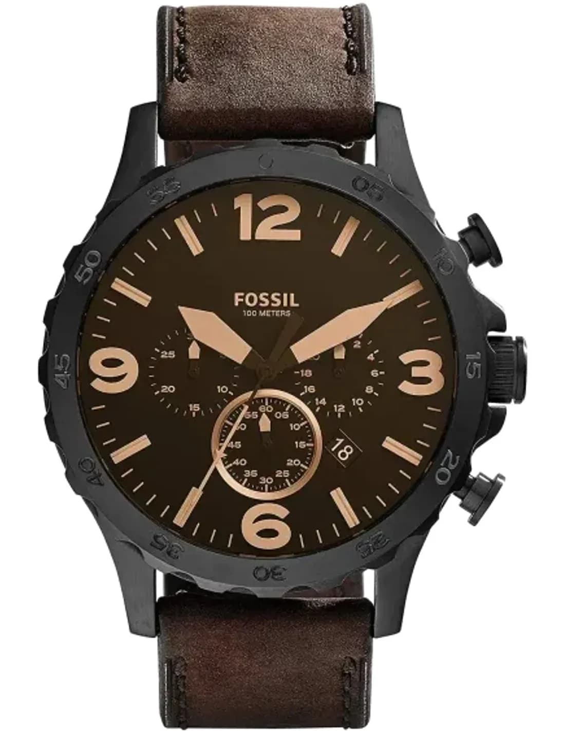Fossil JR1487 Chronograph Brown Case and Leather Strap Watch