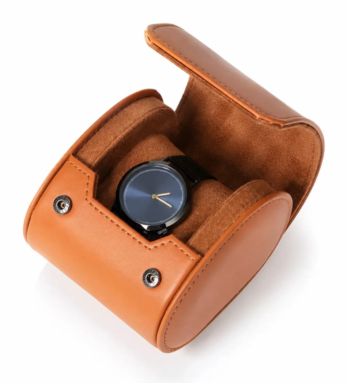 Étui Compact Voyage Verona Cuir Végétalien 1 Montre Marron Clair