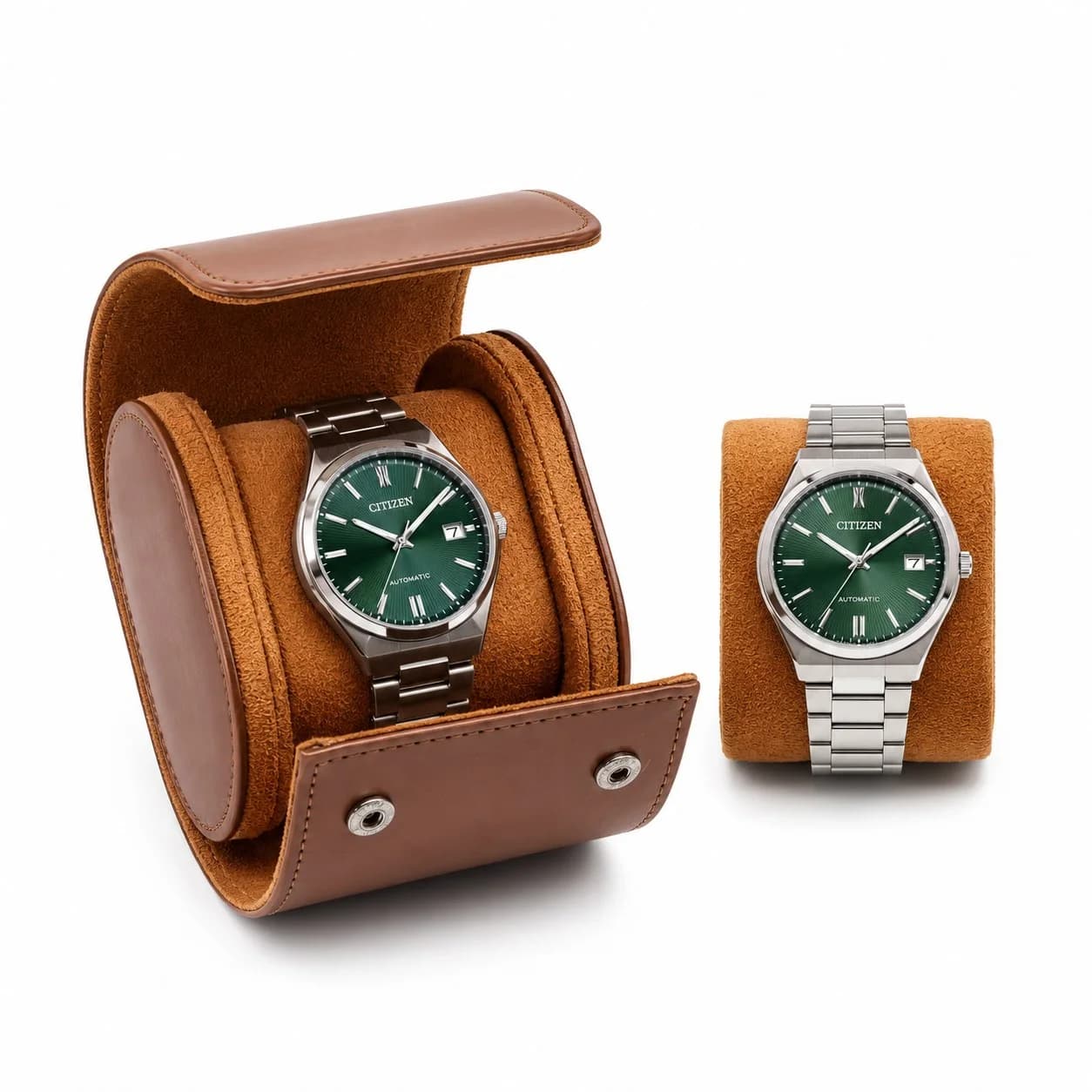Pochette voyage Trieste marron 1 montre : élégance compacte à rabat
