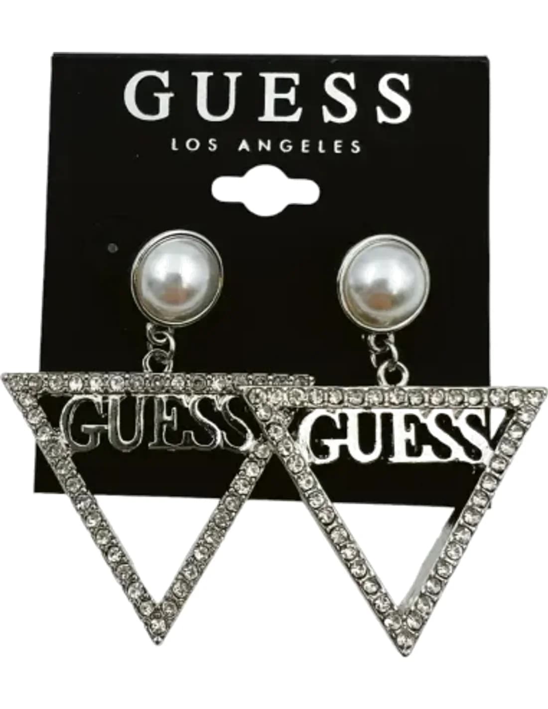 Boucles d'oreilles Guess triangle serties de cristaux en métal argenté