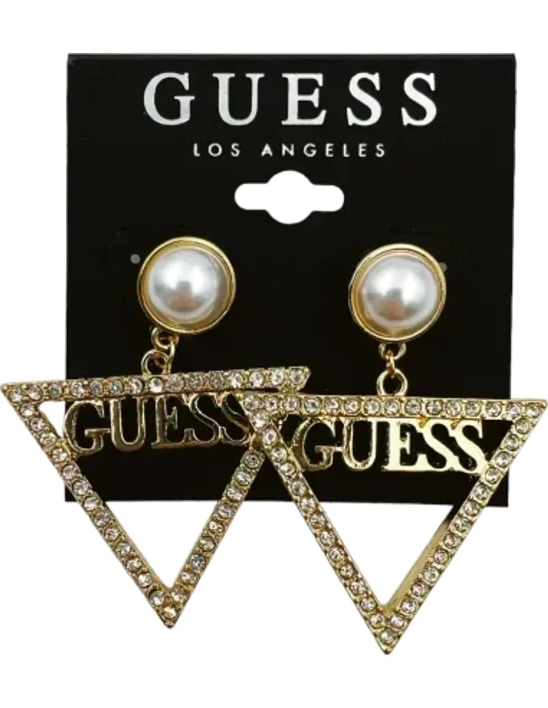 Boucles d'oreilles Guess triangle serties de cristaux en métal plaqué or