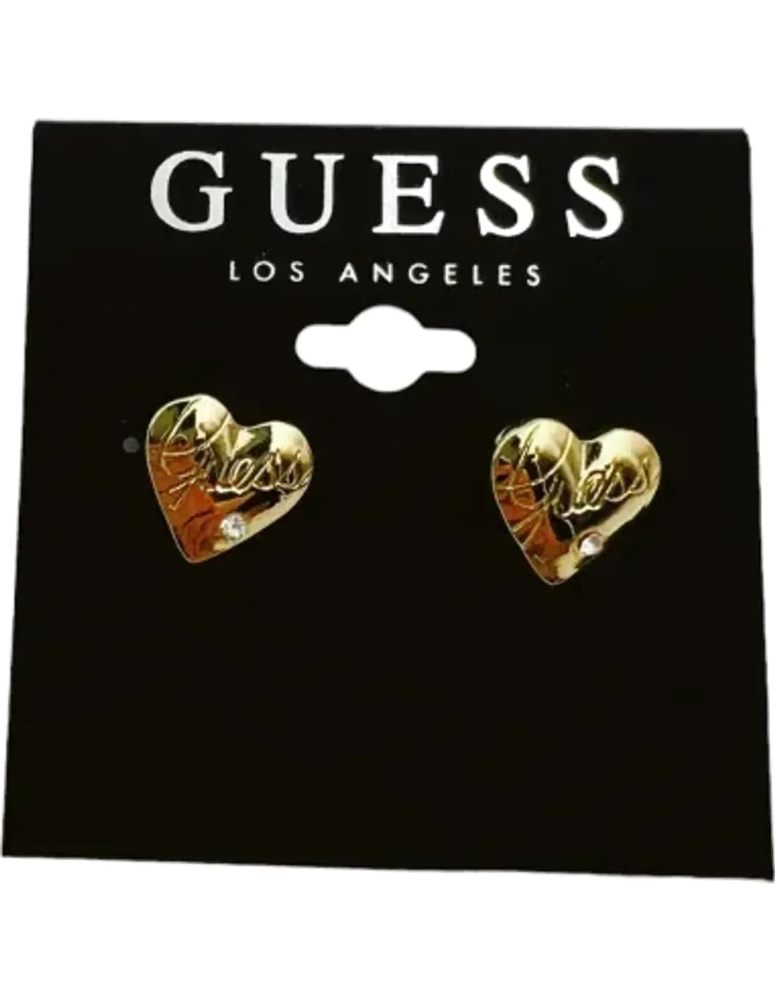 Guess heart earrings with zircon stone in gold-plated metal