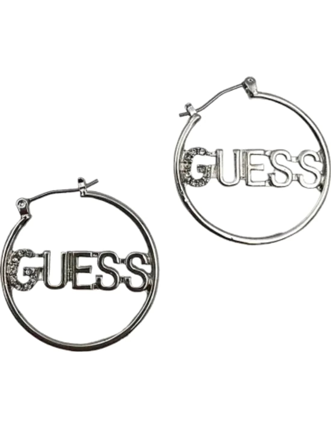 Guess round earrings in silver-tone metal set with crystals