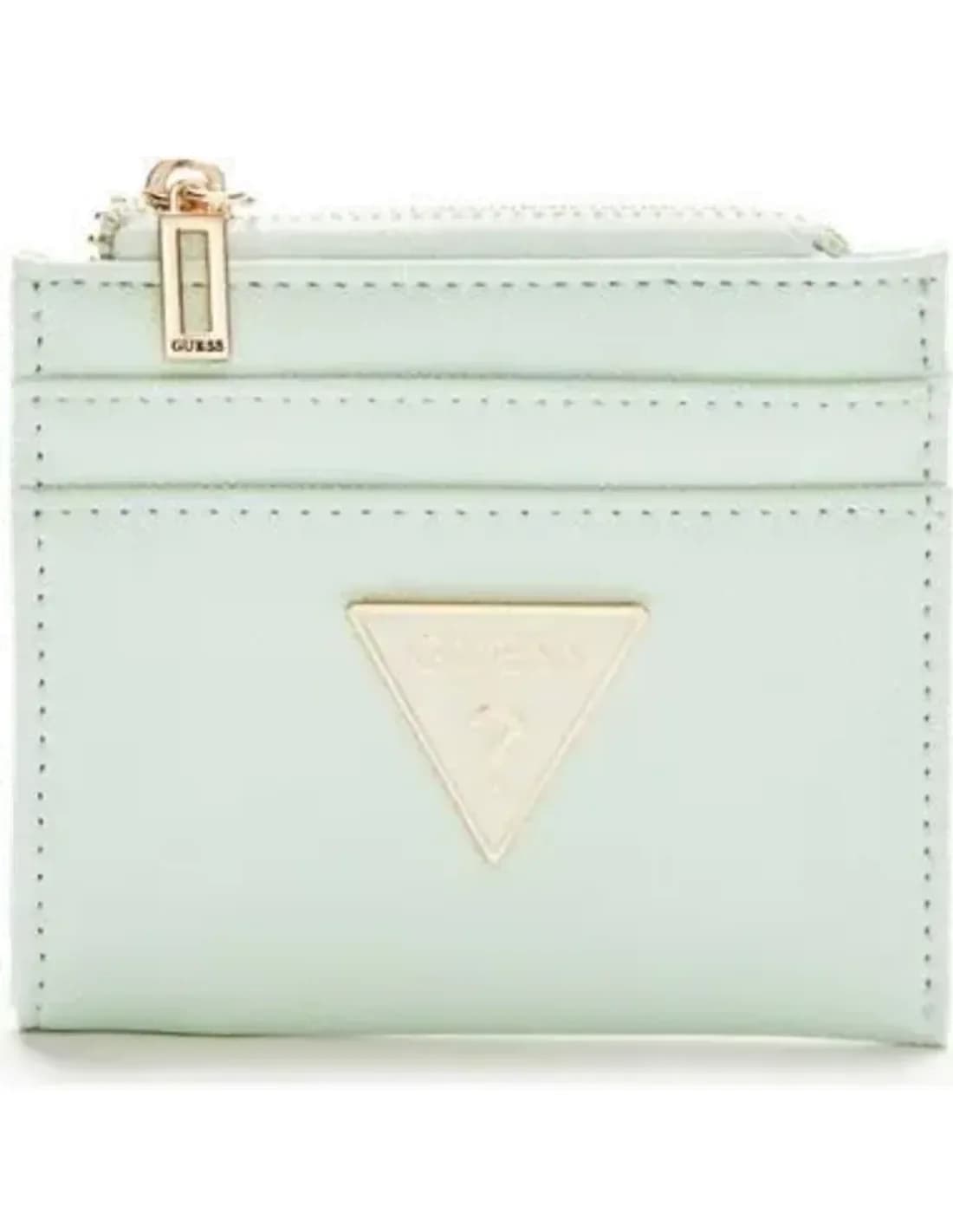 Portefeuille Guess vert pastel logo plaque métal triangle