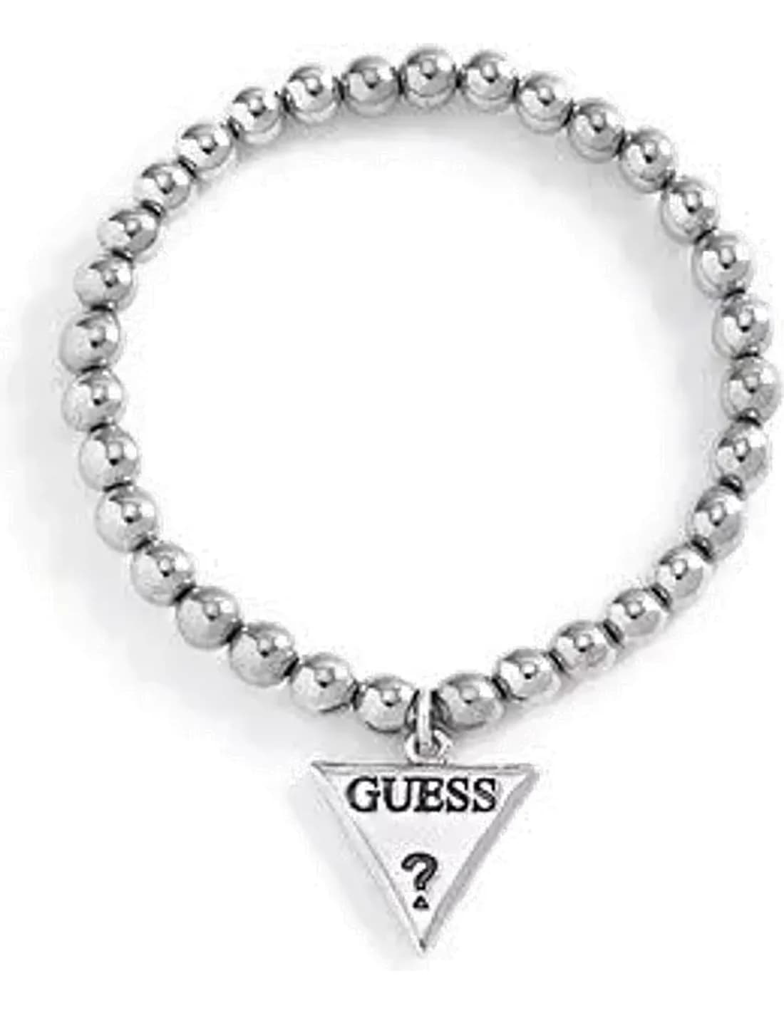 Bracelet Guess en perles d'acétate argenté avec plaque logo