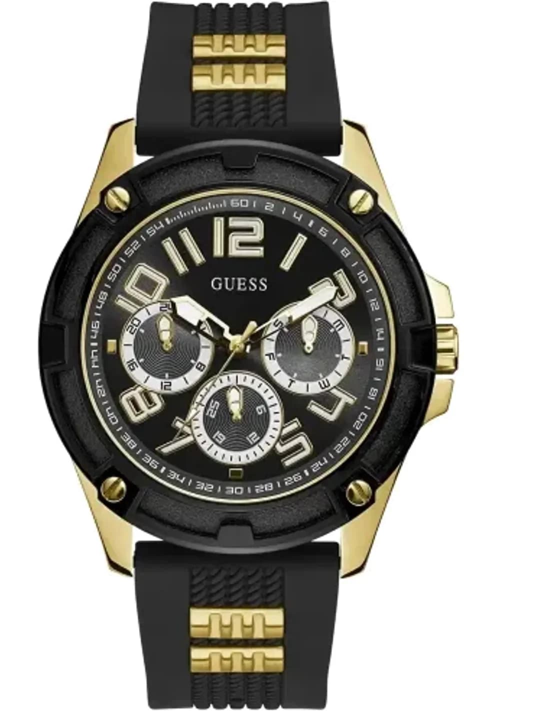 Guess GW0051G2 montre homme, cadran noir sur bracelet silicone