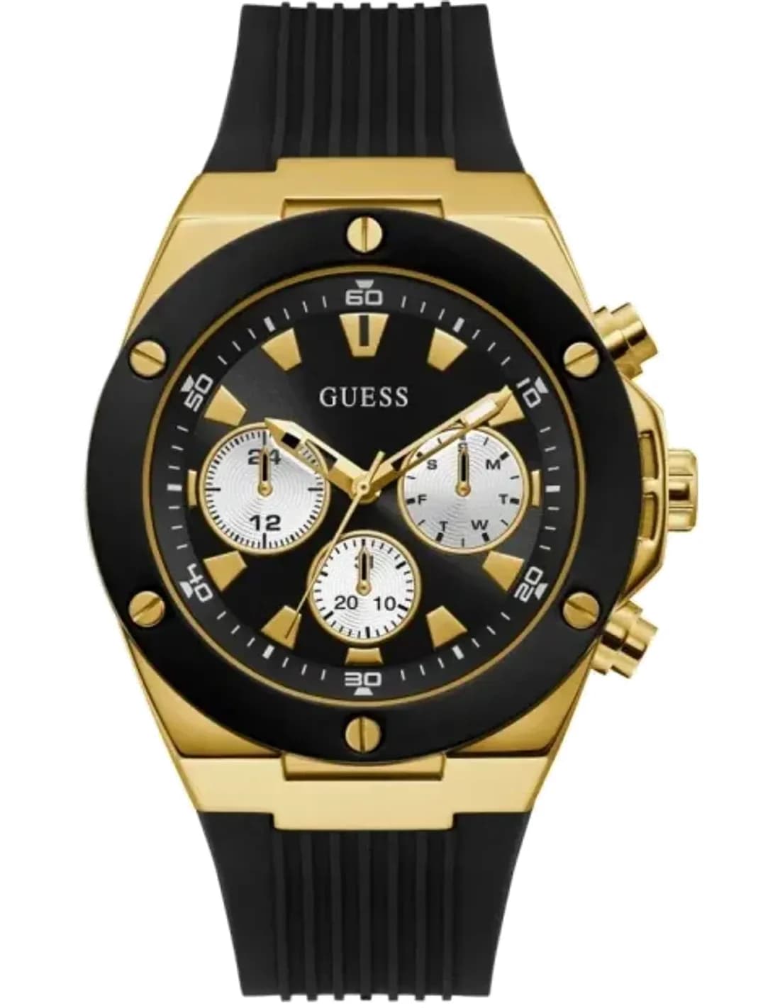Guess Men's Watch Poseidon GW0057G1 black silicone strap black dial multifunction