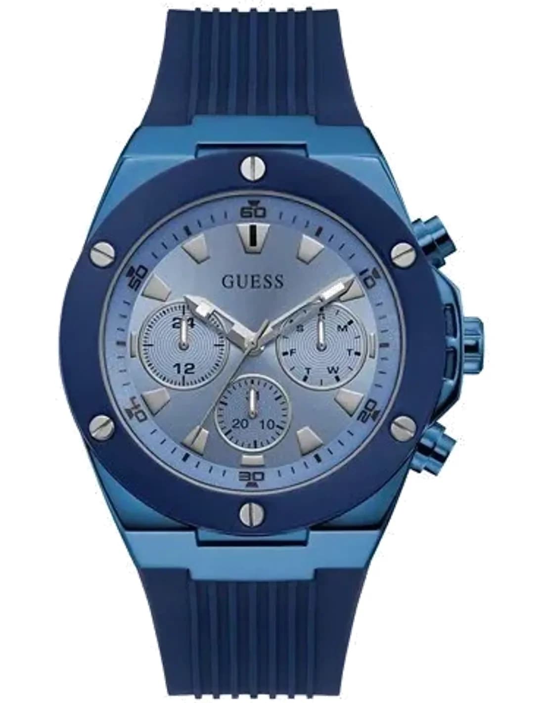Guess GW0057G3 Poseidon Stainless Steel and Blue Silicone Watch