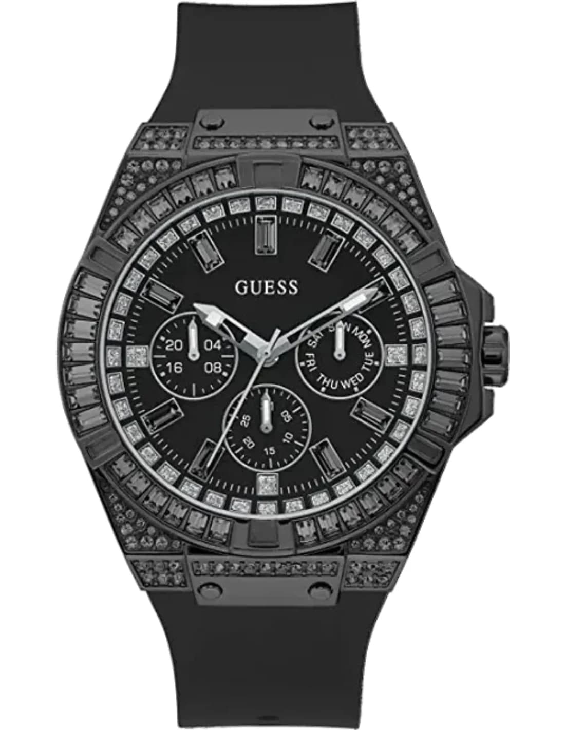 Guess Men's Watch GW0208G5 multifunction black silicone strap