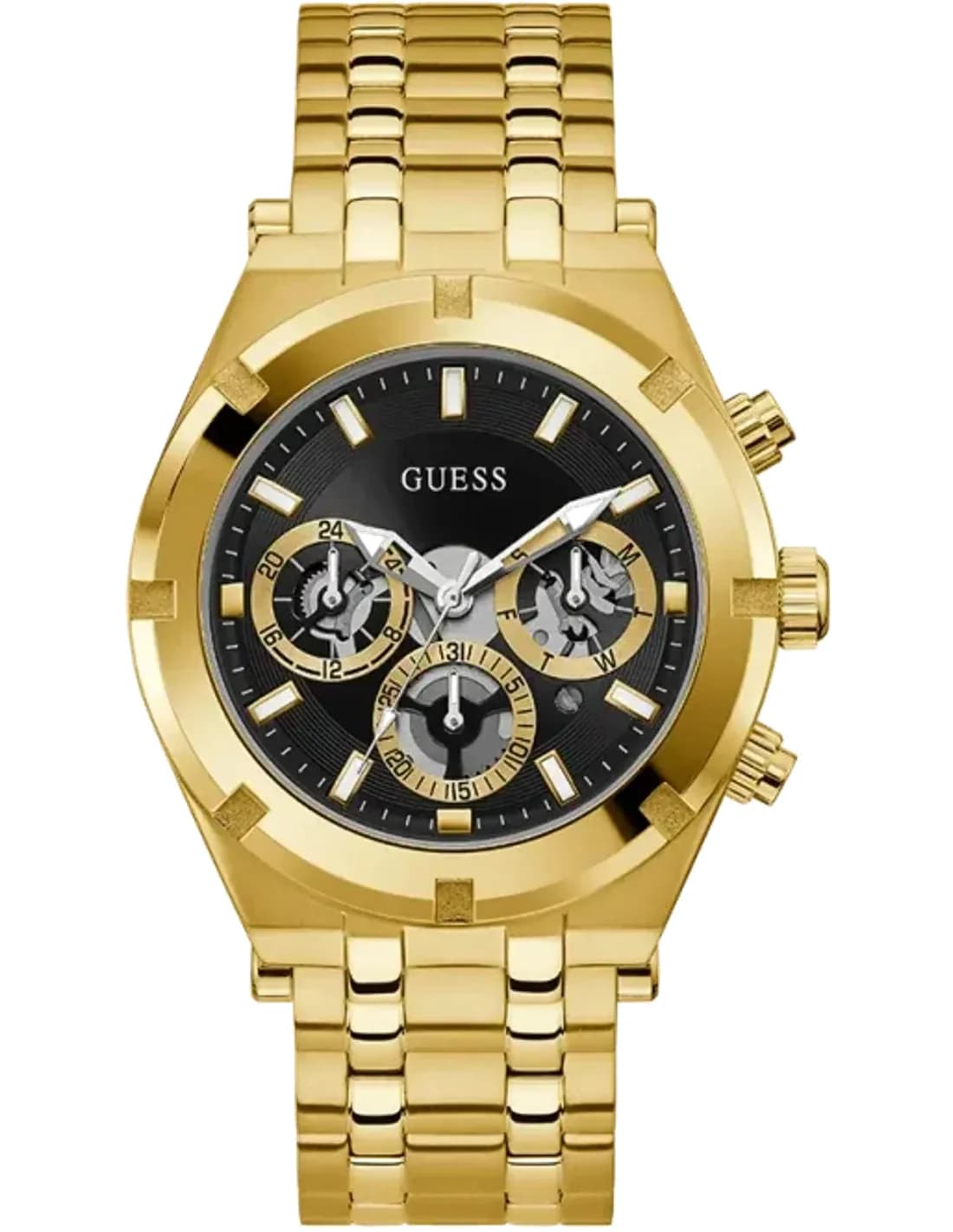 Guess GW0260G2 montre homme, cadran noir, boîtier acier doré 44mm