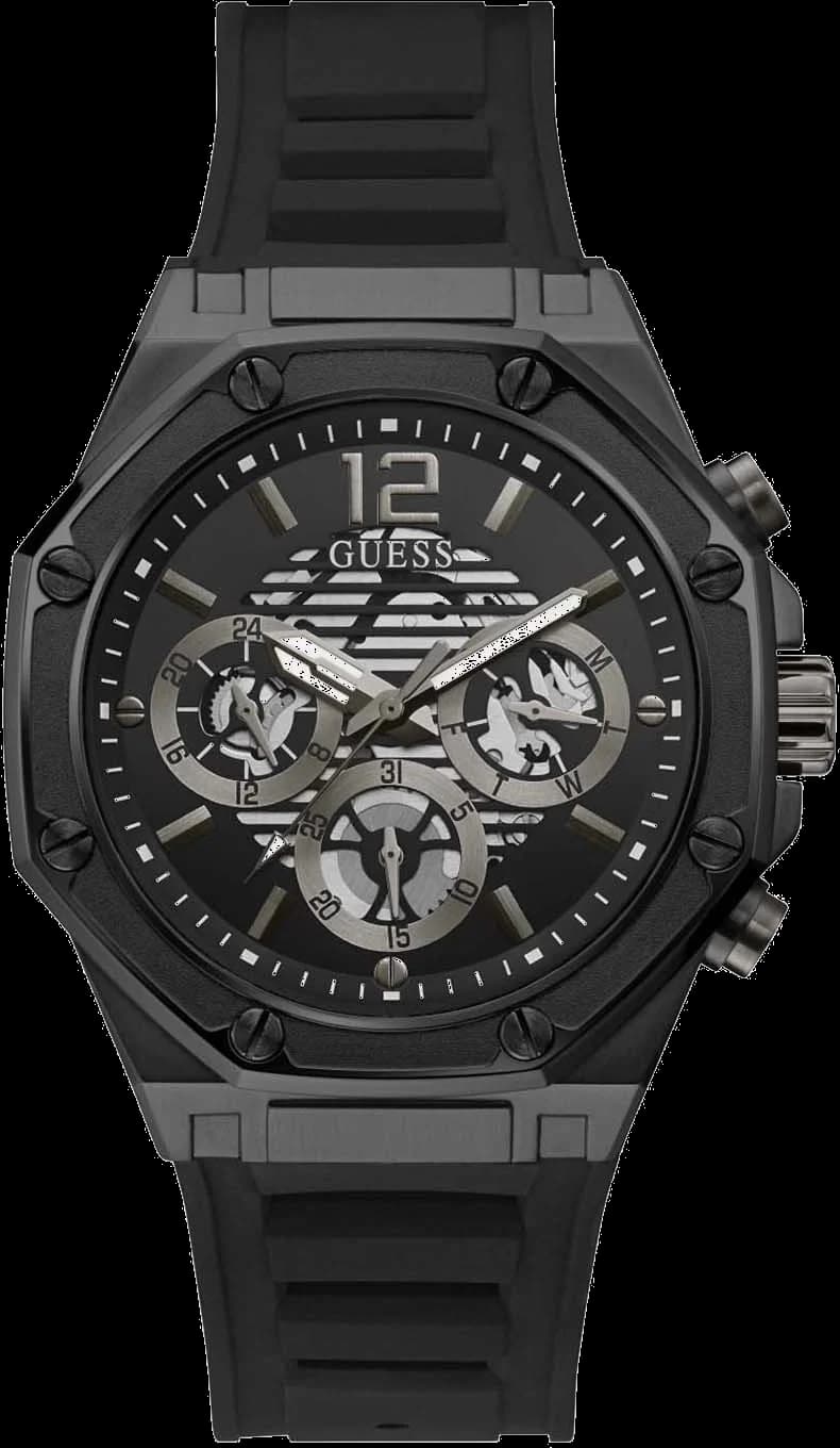 Guess GW0263G4 montre homme, noir avec bracelet en silicone