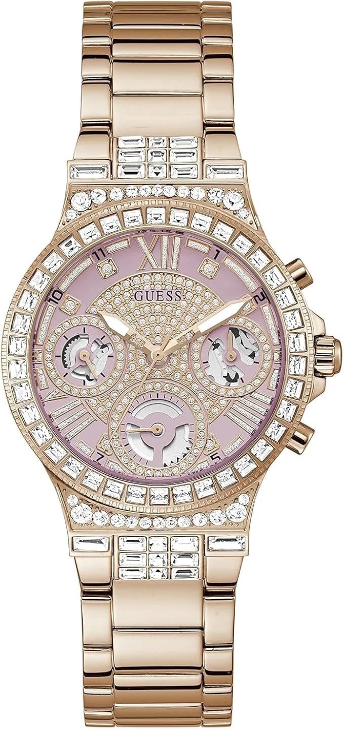 Guess GW0320L6 montre femme, cadran rose et bracelet acier