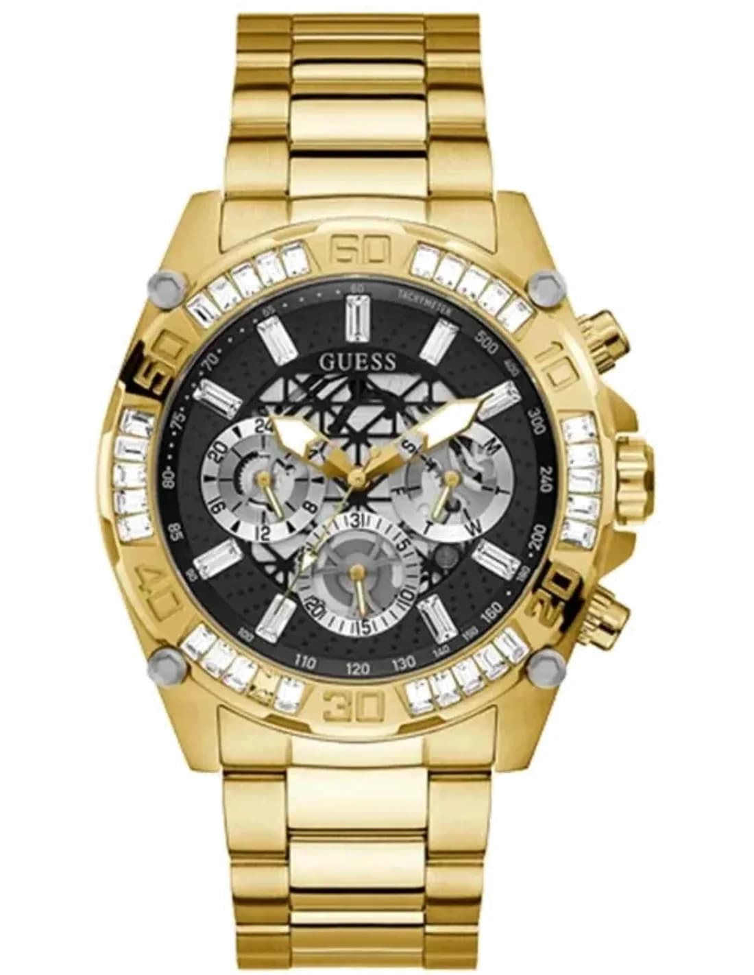 Guess GW0390G2 Watch in Gold-Tone Stainless Steel with Black Dial