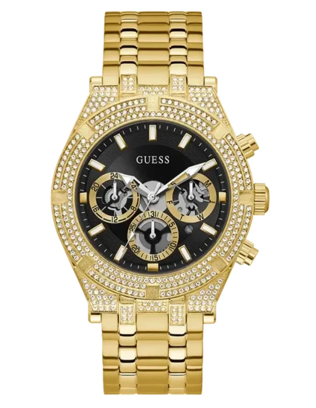 Guess GW0455G2 montre homme, au cadran noir et boîtier serti