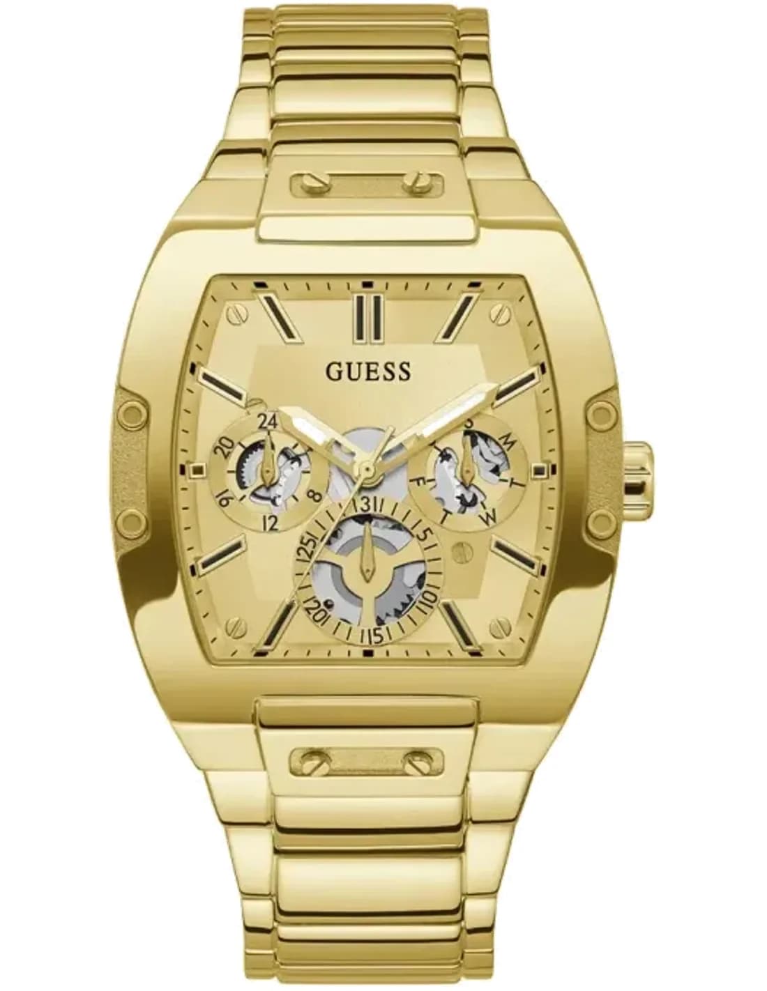 Guess GW0456G2 montre homme, cadran or multifonction sur bracelet acier