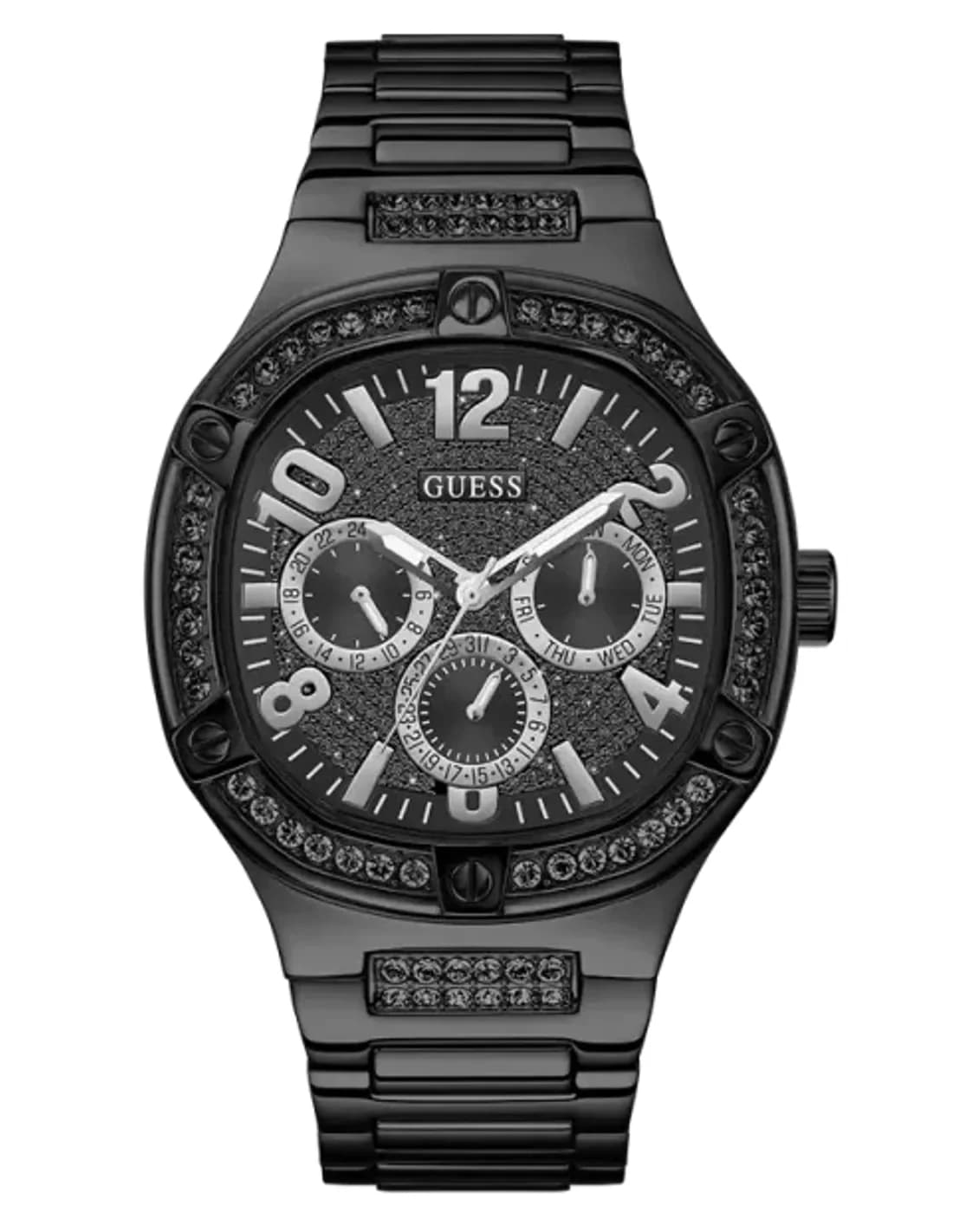 Guess GW0576G3 montre homme, bracelet acier noir, cadran multifonction, sportif