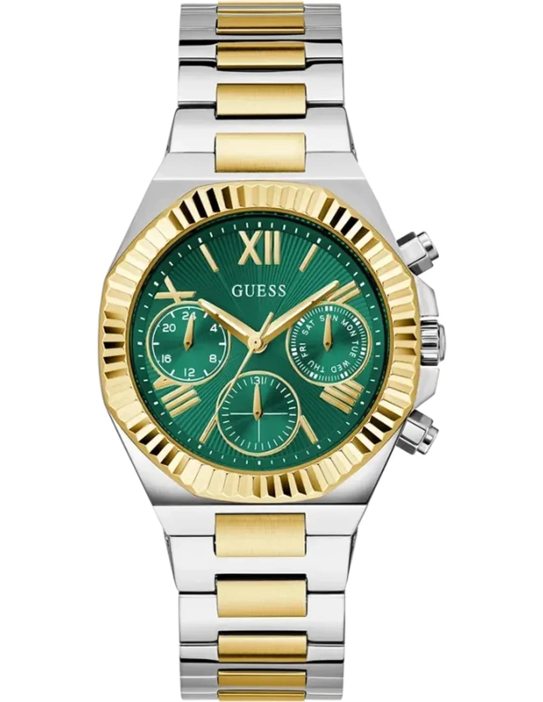 Montre Femme Guess Equality GW0769L4 Acier Bicolore Cadran Vert Multifonctions