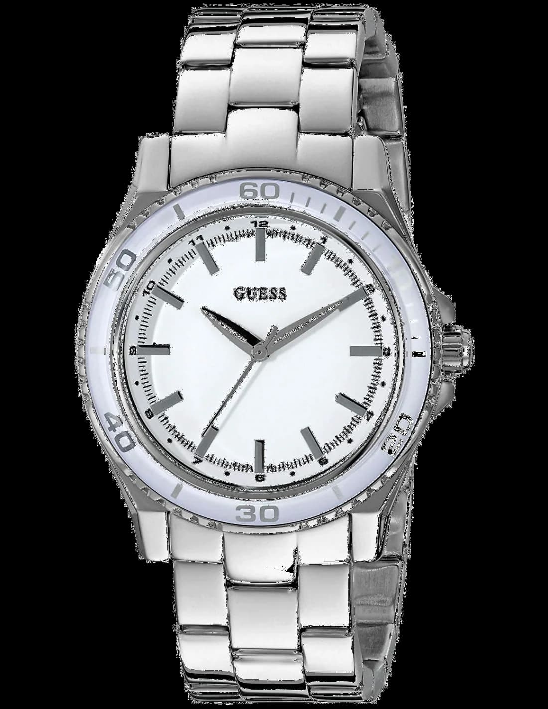 Guess W0557L1 montre femme, cadran argenté sur bracelet acier