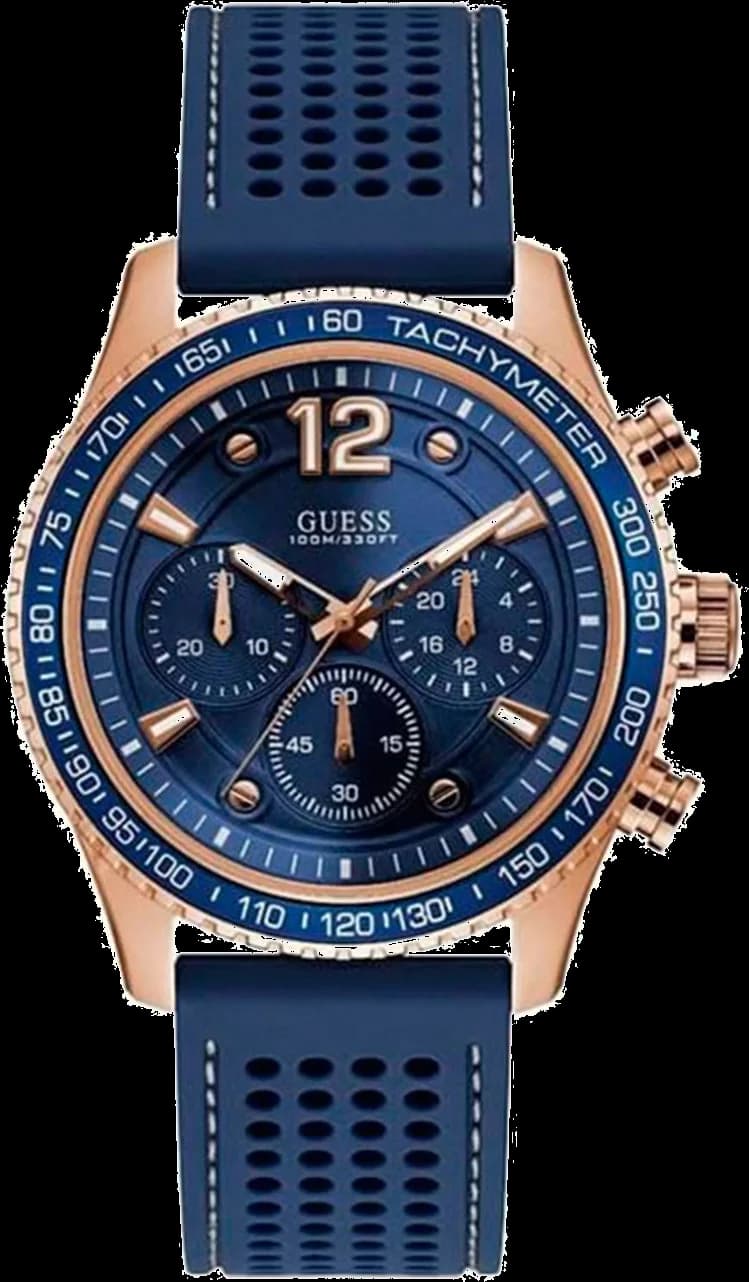 Guess W0971G3 montre homme, cadran bleu, bracelet silicone sport